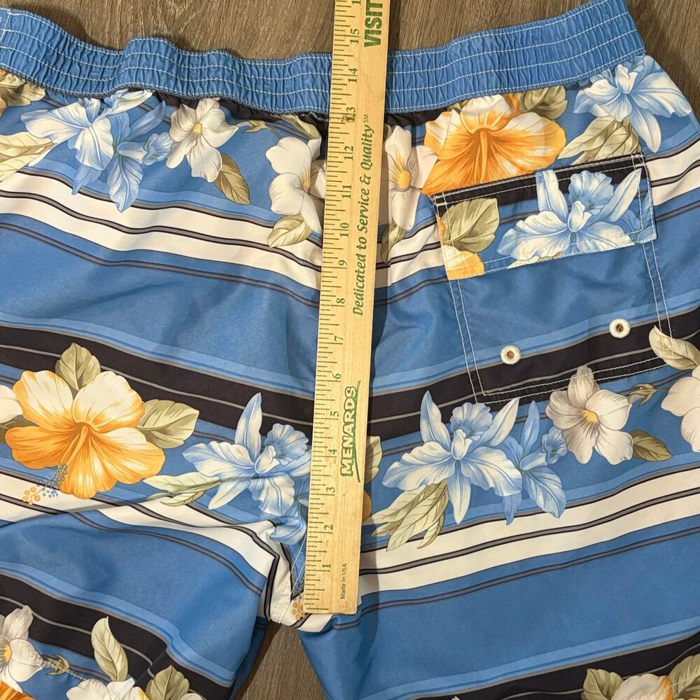Tommy Bahama Relax Swim Trunks XL Blue Floral Stripe Beach Shorts - Picture 9 of 12